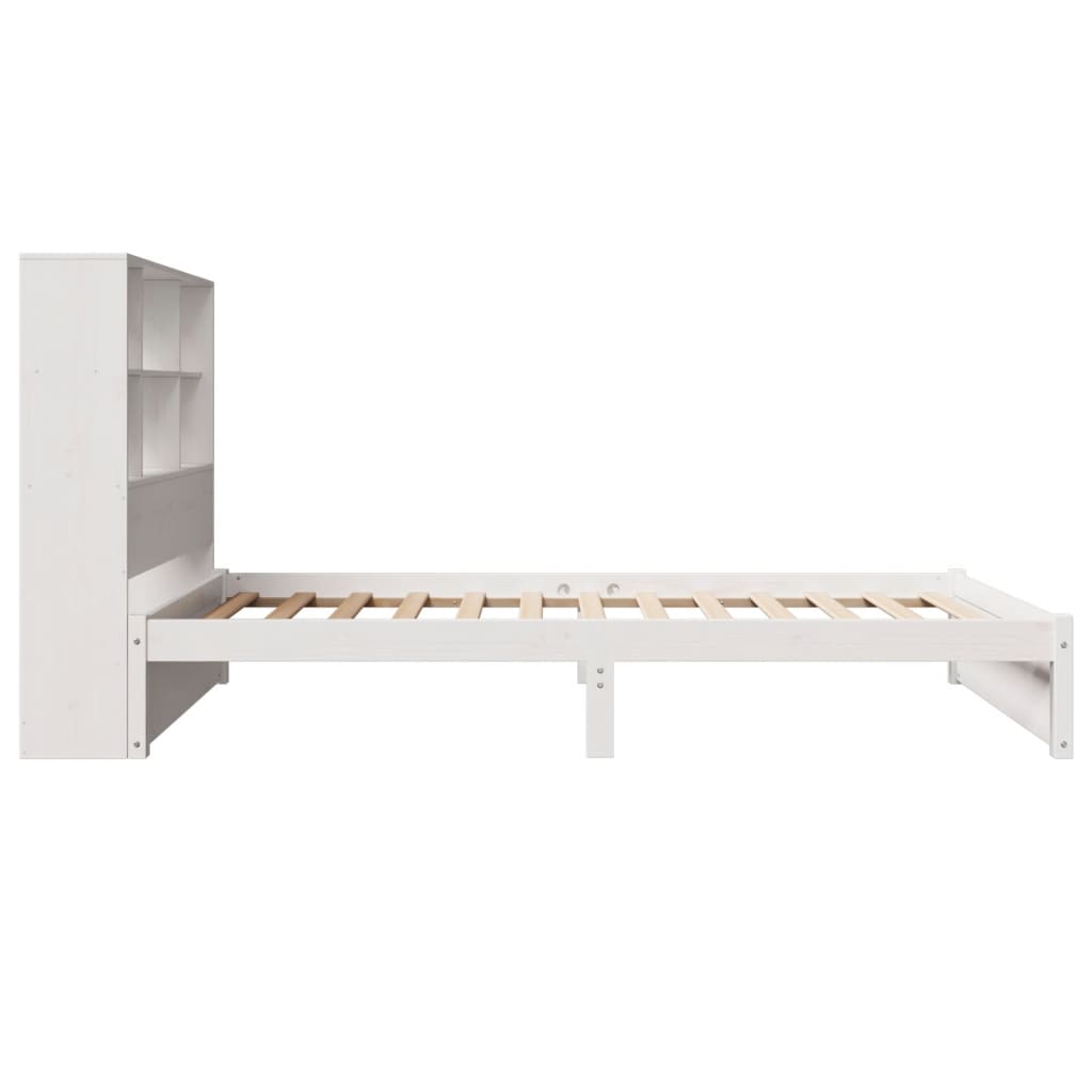 Lit en bois massif avec étagère sans matelas pin blanc 90x190 cm