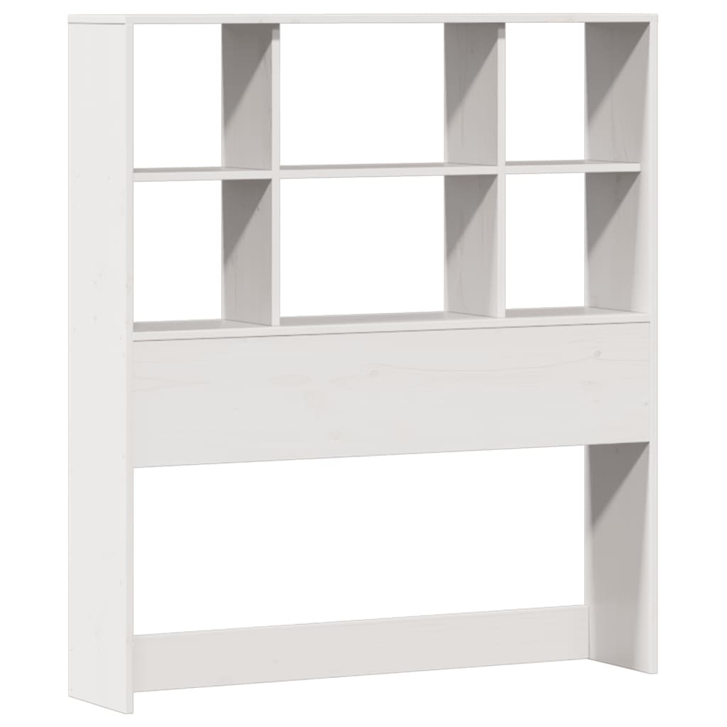 Lit en bois massif avec étagère sans matelas pin blanc 90x190 cm