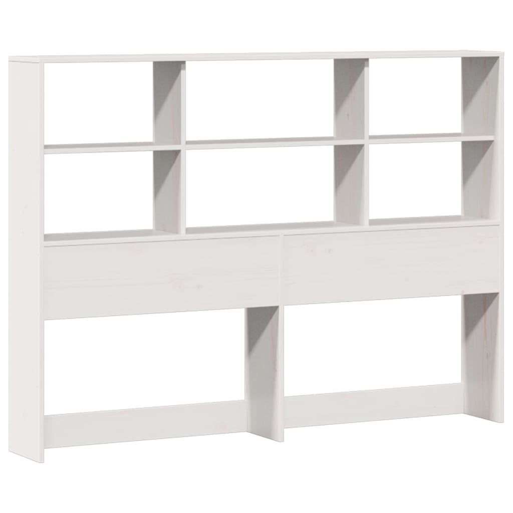 Lit en bois massif avec étagère sans matelas blanc 140x190 cm pin