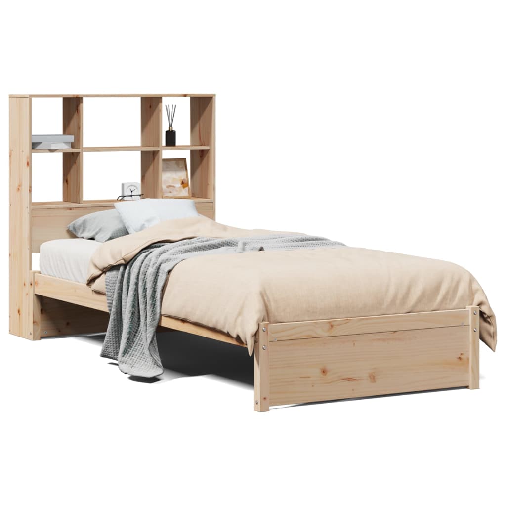 Massivholzbett mit Regal ohne Matratze 90x200 cm Kiefernholz