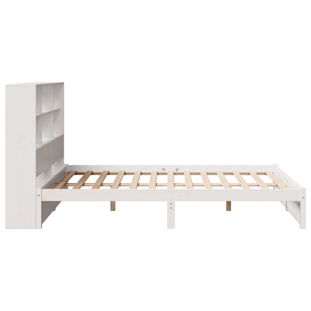 Lit en bois massif avec étagère sans matelas pin blanc 120x200 cm