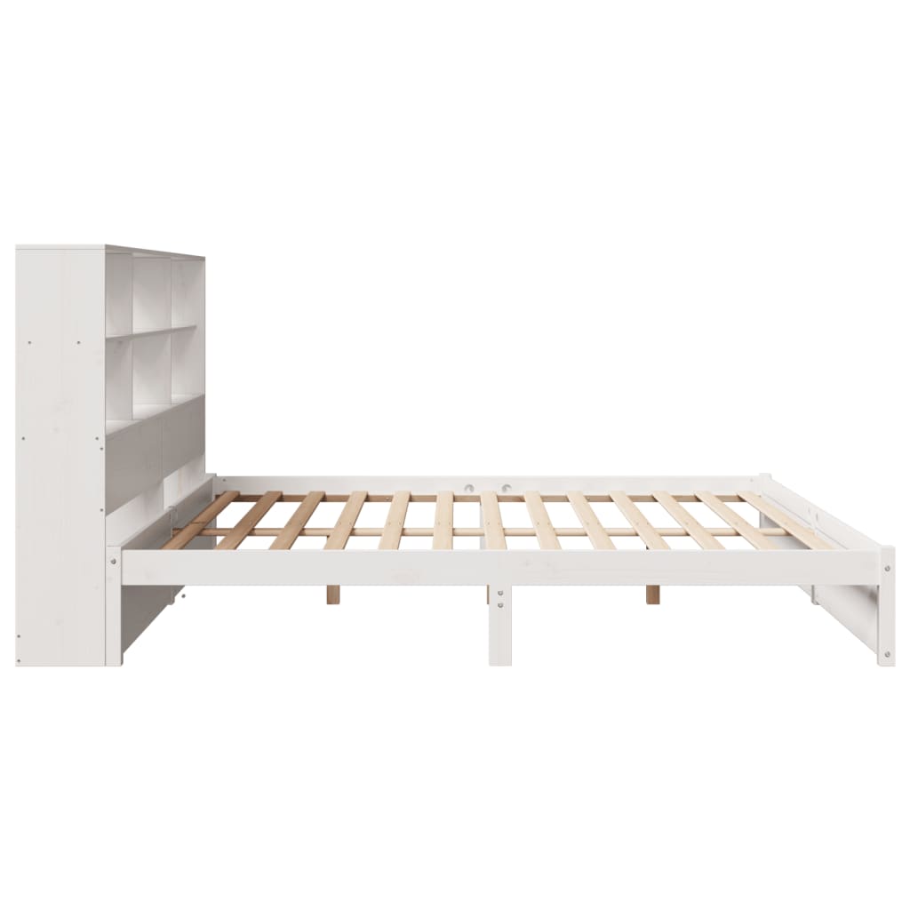 Lit en bois massif avec étagère sans matelas blanc 180x200 cm pin