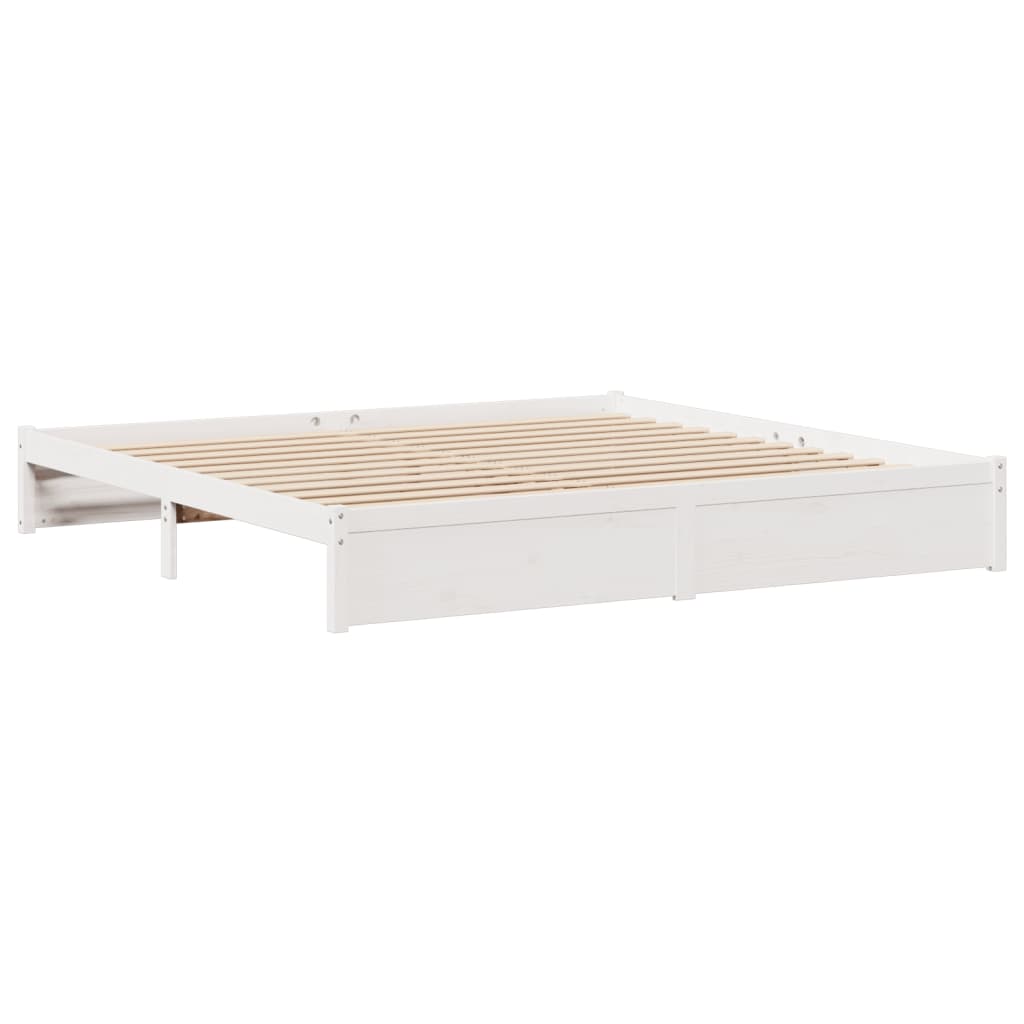 Lit en bois massif avec étagère sans matelas blanc 180x200 cm pin