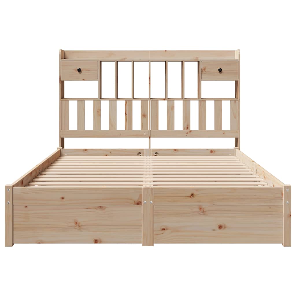 Lit en bois massif avec étagère sans matelas 140x190 cm pin