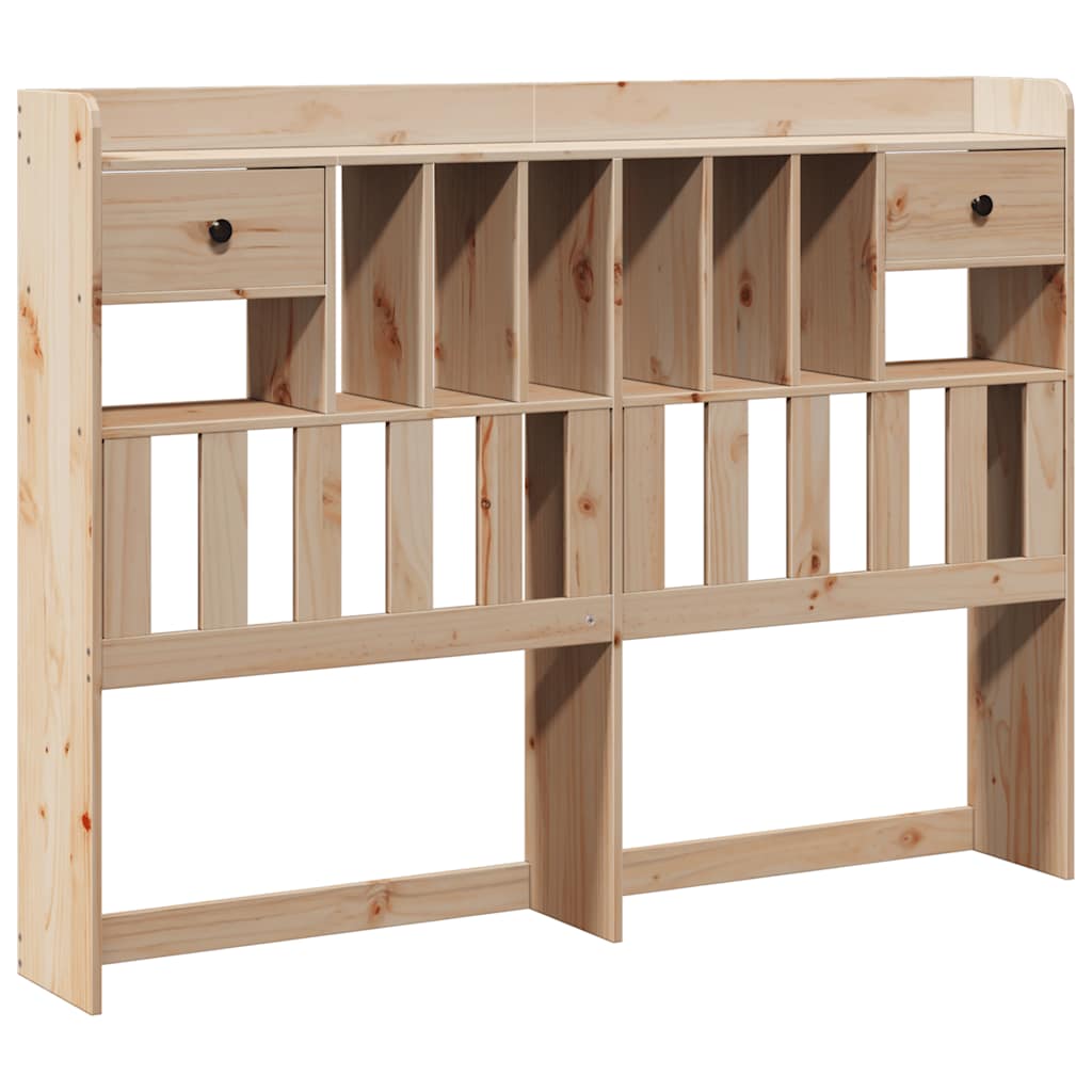 Lit en bois massif avec étagère sans matelas 140x190 cm pin