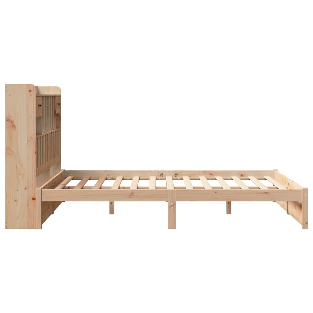 Lit en bois massif avec étagère sans matelas 140x190 cm pin