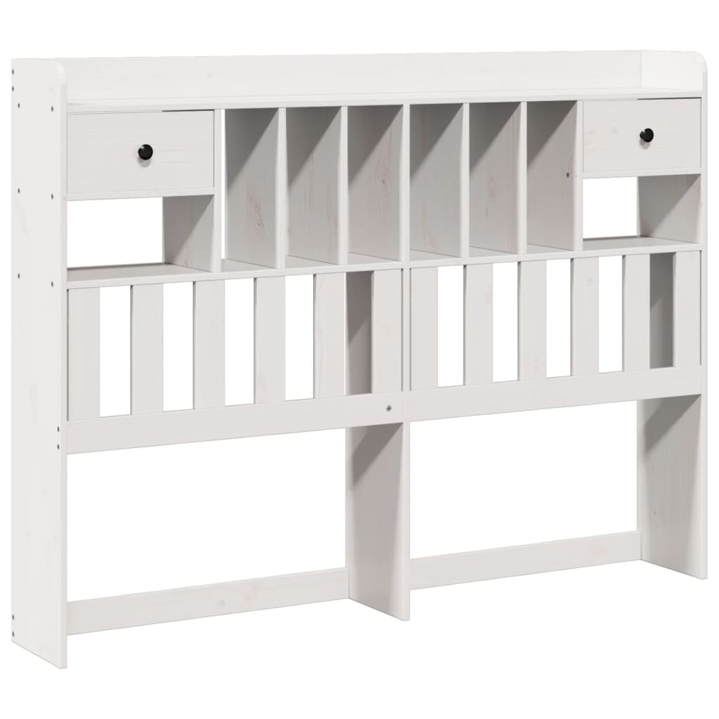 Lit en bois massif avec étagère sans matelas blanc 140x190 cm pin