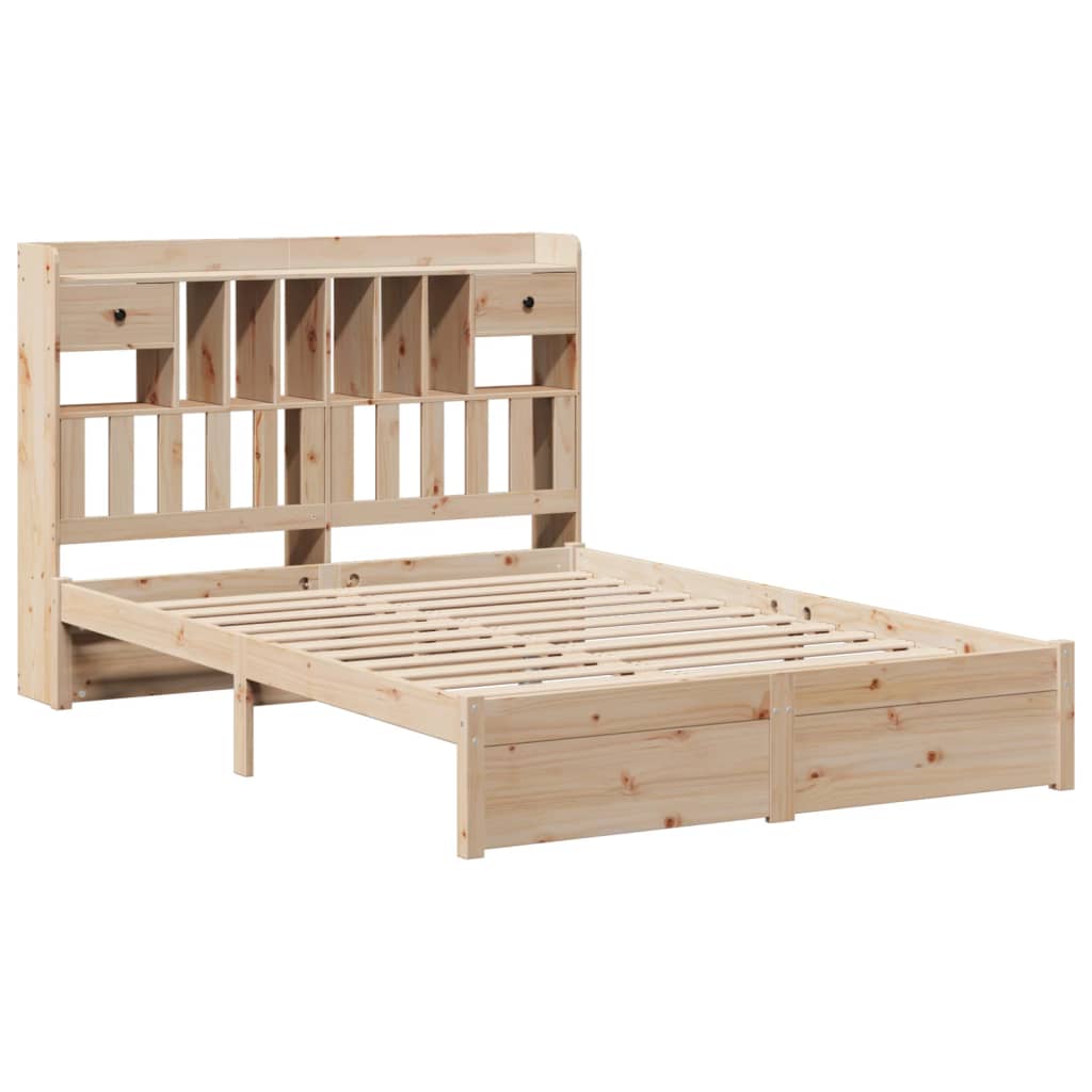 Lit en bois massif avec étagère sans matelas 140x200 cm pin