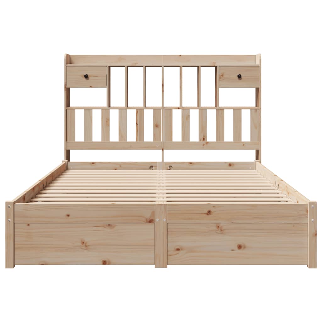 Lit en bois massif avec étagère sans matelas 140x200 cm pin