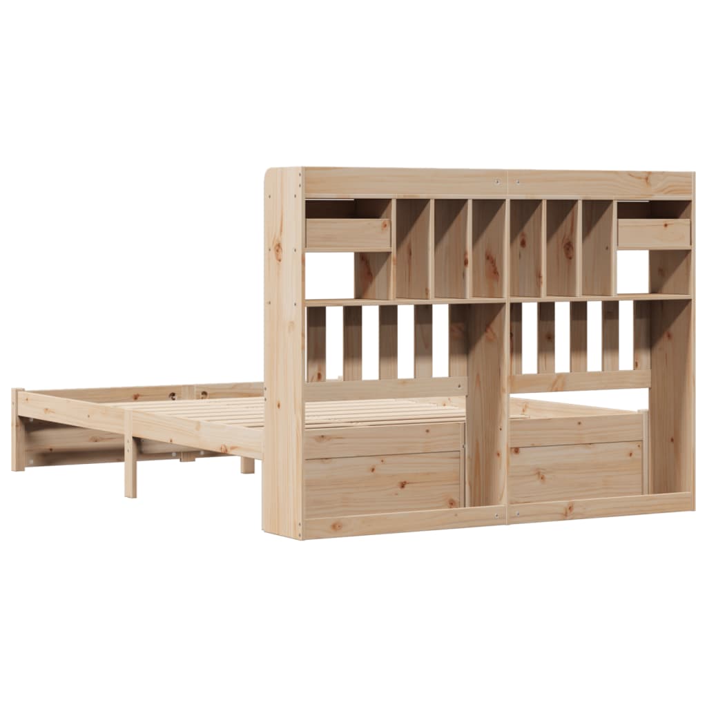 Lit en bois massif avec étagère sans matelas 140x200 cm pin