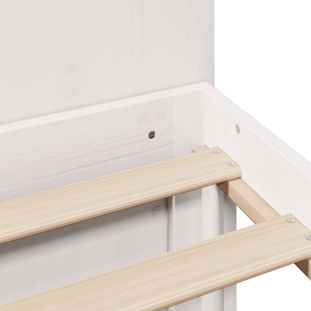 Lit en bois massif avec étagère sans matelas blanc 140x190 cm pin