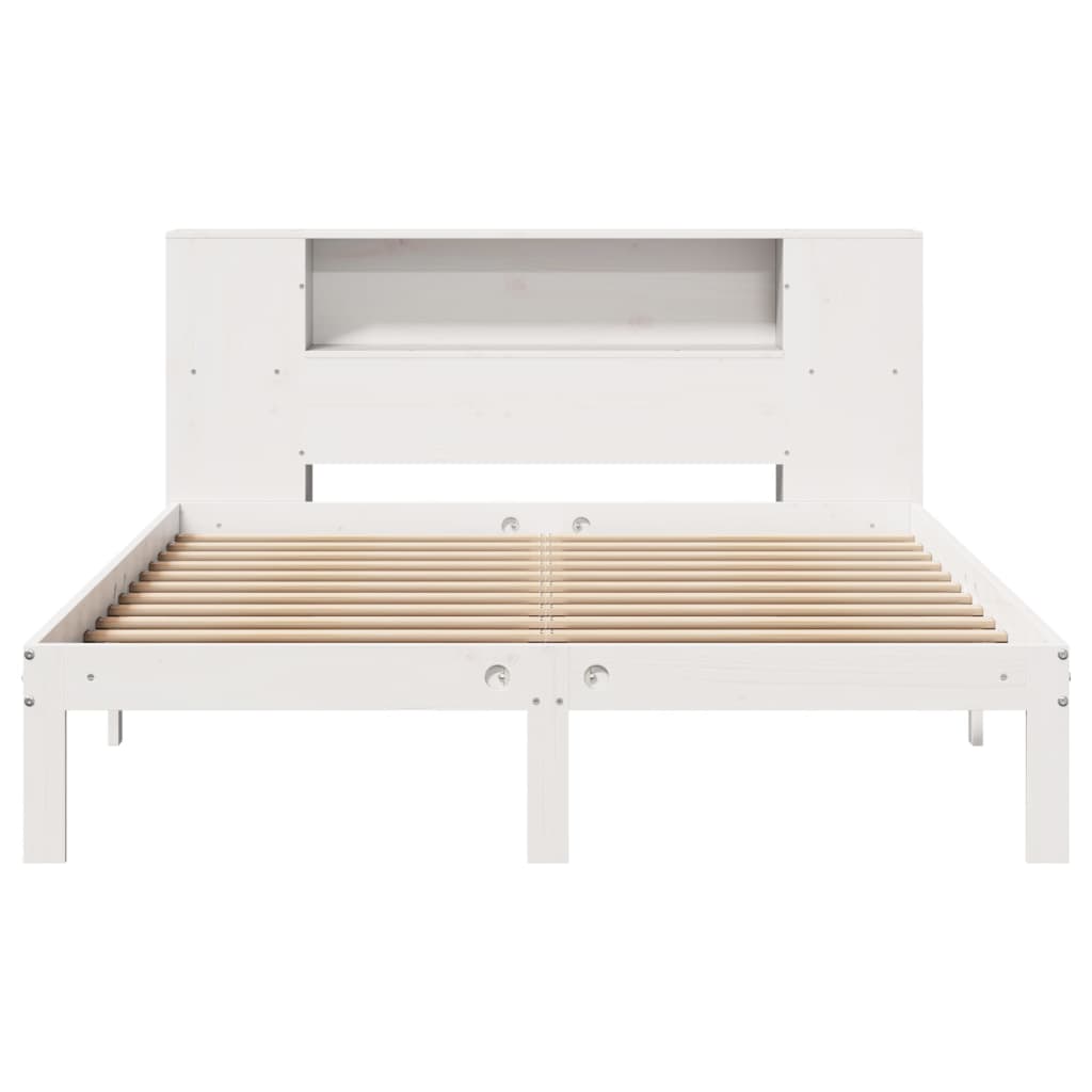 Lit en bois massif avec étagère sans matelas pin blanc 120x200 cm