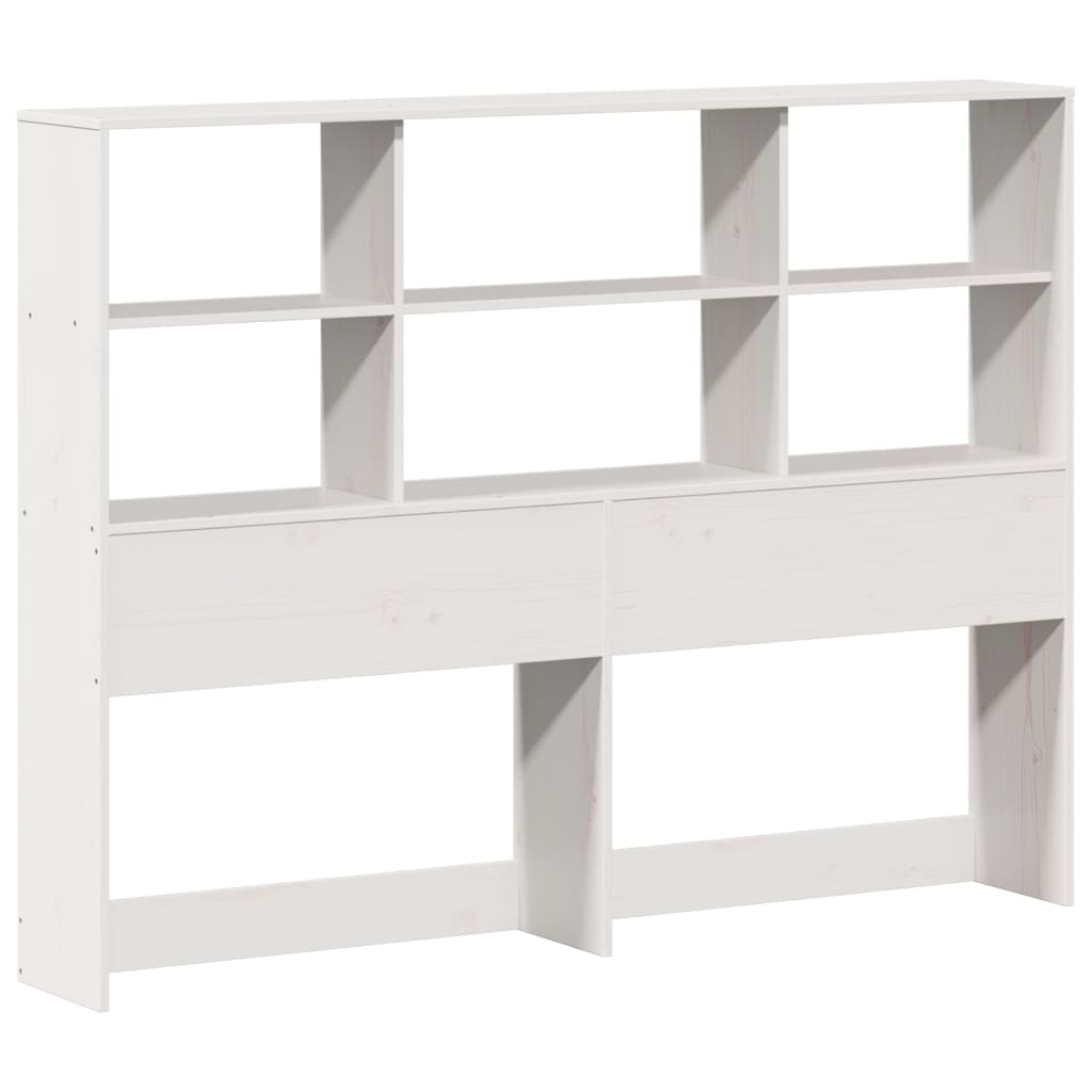 Lit en bois massif avec étagère sans matelas blanc 140x190 cm pin