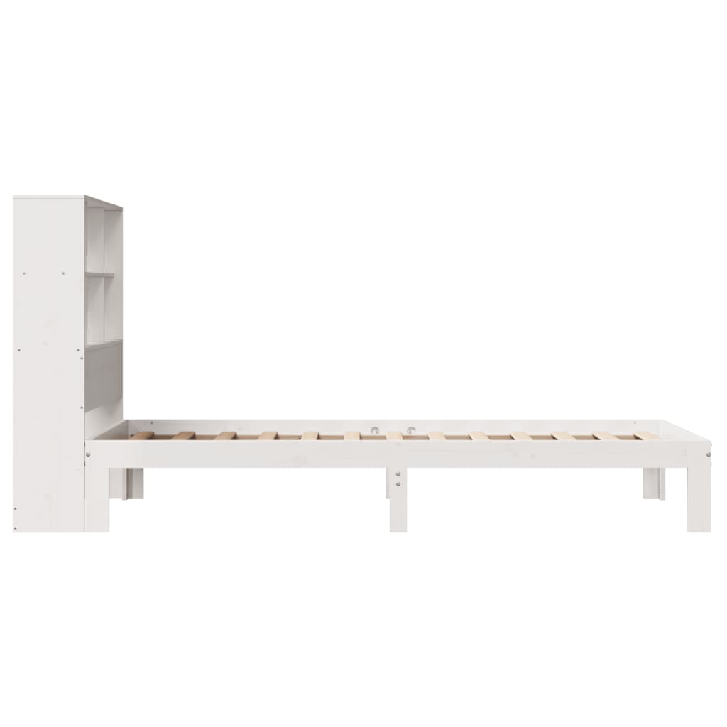 Lit en bois massif avec étagère sans matelas pin blanc 90x200 cm