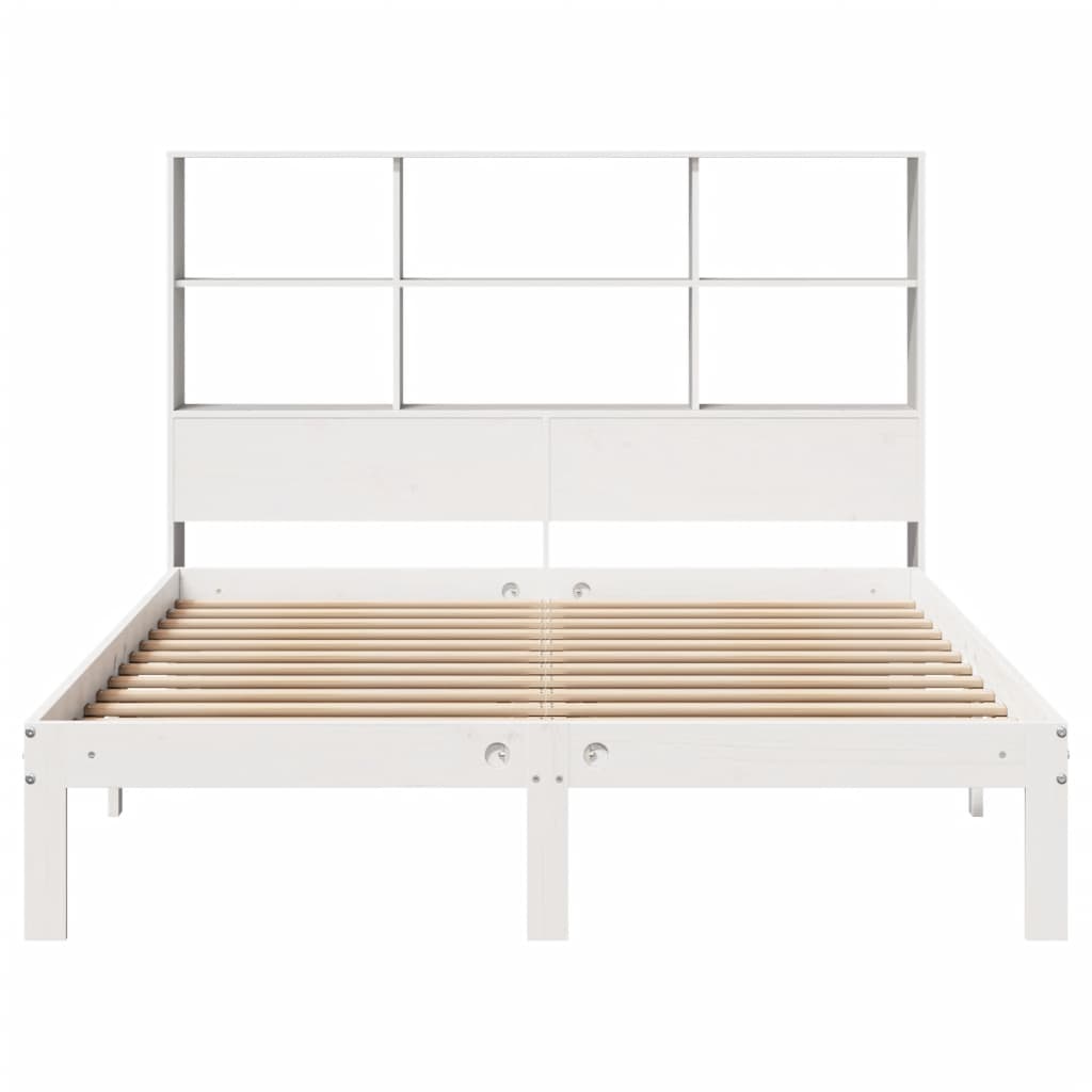 Lit en bois massif avec étagère sans matelas pin blanc 120x200 cm