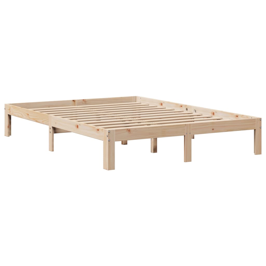 Lit en bois massif avec étagère sans matelas 140x200 cm pin