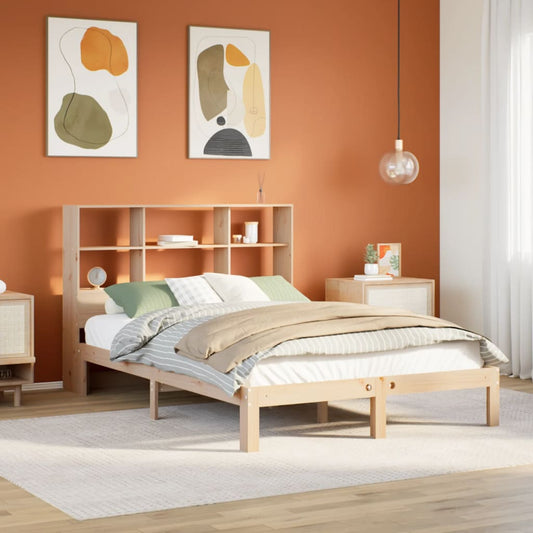 Lit en bois massif avec étagère sans matelas 140x200 cm pin
