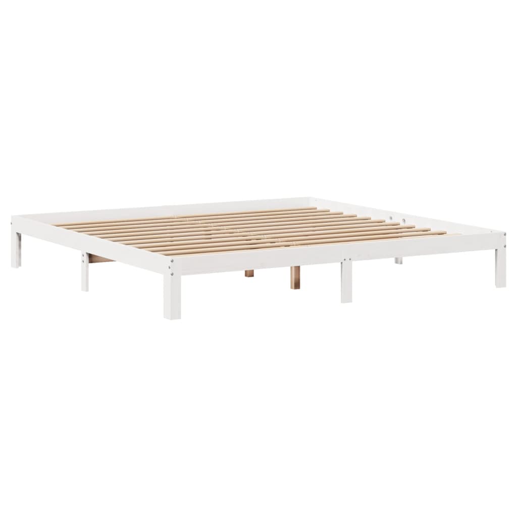 Lit en bois massif avec étagère sans matelas blanc 180x200 cm pin