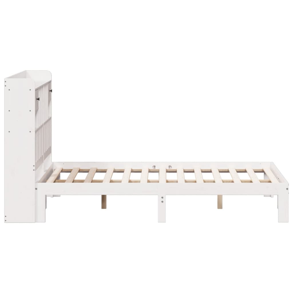 Lit en bois massif avec étagère sans matelas blanc 140x190 cm pin
