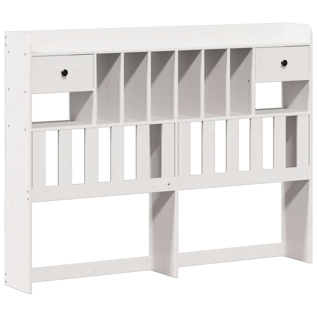 Lit en bois massif avec étagère sans matelas blanc 140x190 cm pin