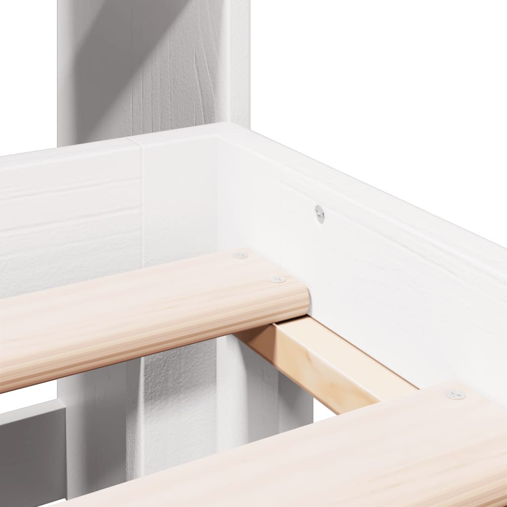 Lit en bois massif avec étagère sans matelas blanc 140x190 cm pin