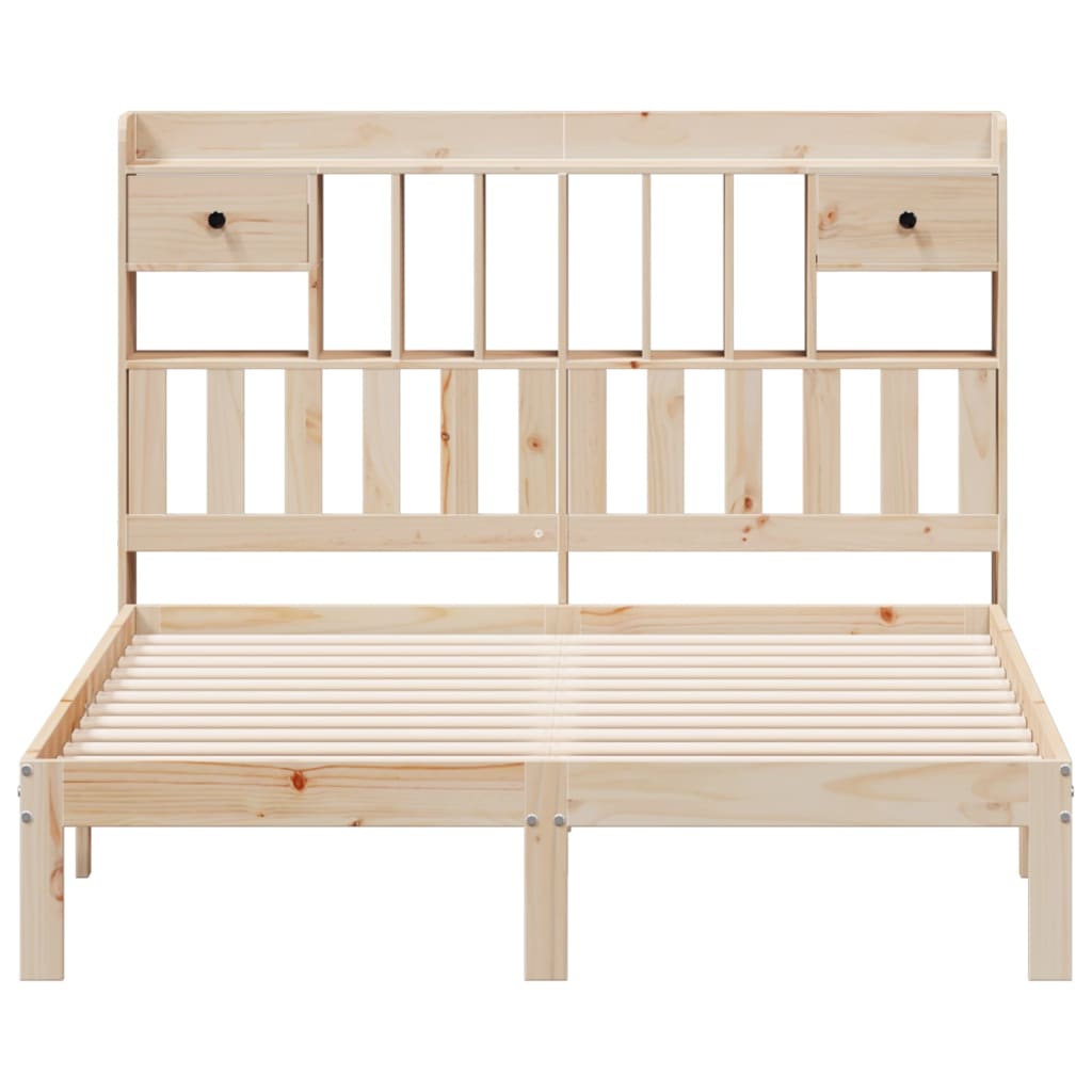 Lit en bois massif avec étagère sans matelas 140x200 cm pin