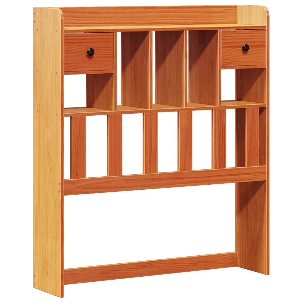 Lit en bois massif avec étagère sans matelas ciré marron 75x190 cm