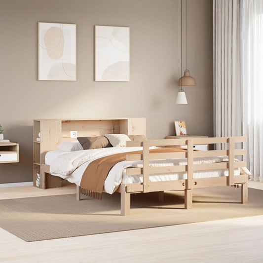 Massivholzbett mit Regal ohne Matratze 140x200 cm Kiefer
