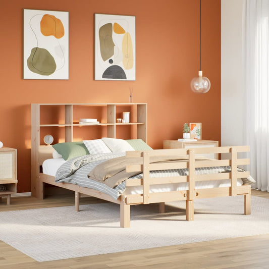 Massivholzbett mit Regal ohne Matratze 150x200 cm Kiefer