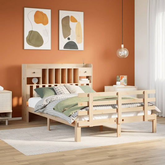 Massivholzbett mit Regal ohne Matratze 140x200 cm Kiefer