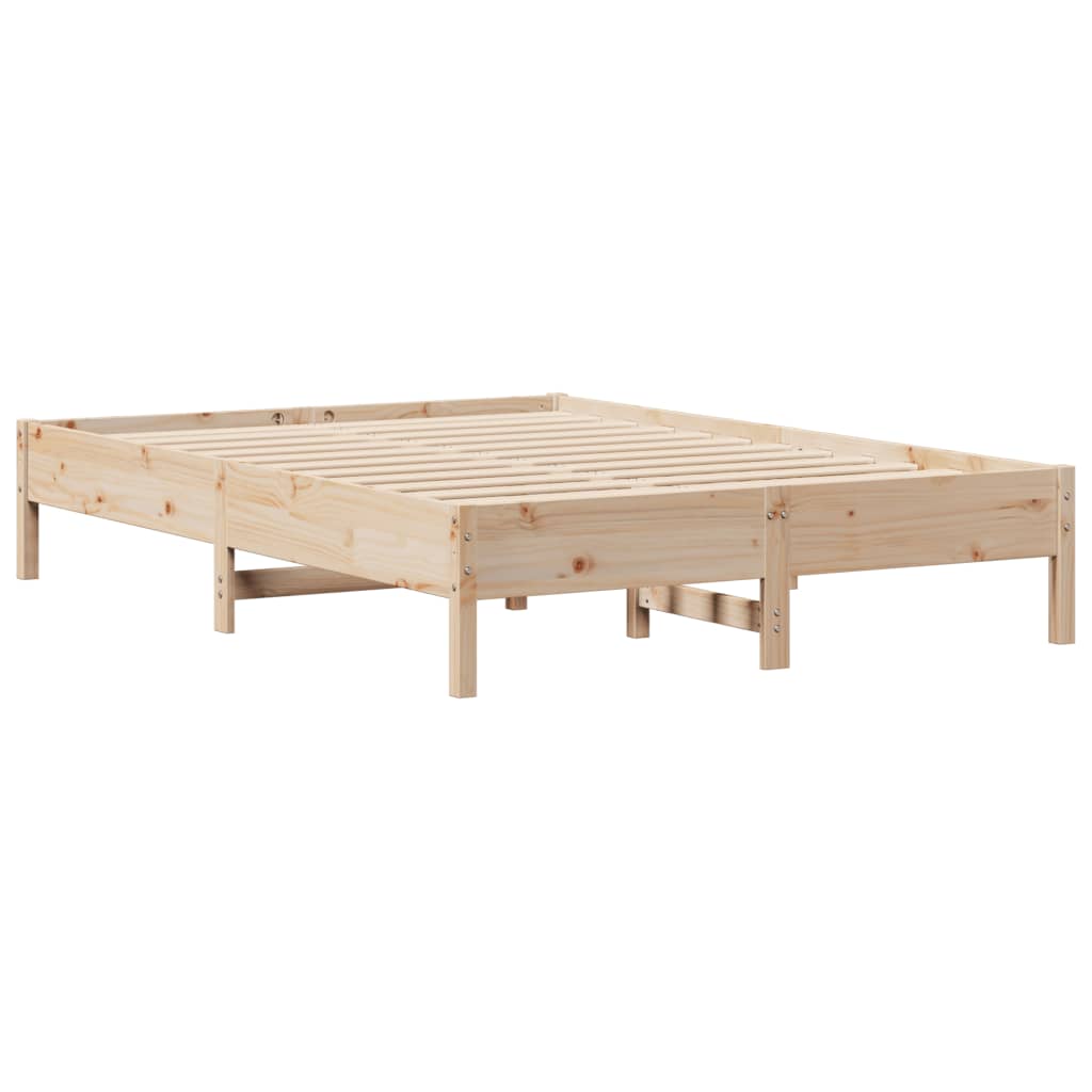 Solid wood bed with shelf without mattress 150x200 cm pine