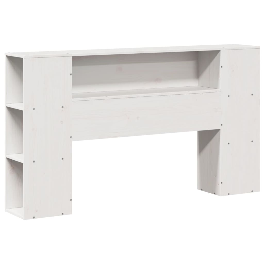 Solid wood bed with shelf without mattress white 150x200 cm pine