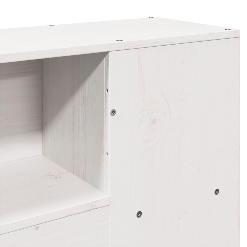 Solid wood bed with shelf without mattress white 150x200 cm pine