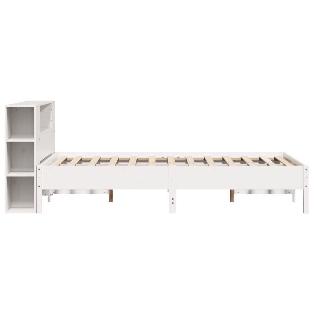 Lit en bois massif avec étagère sans matelas blanc 140x200 cm pin
