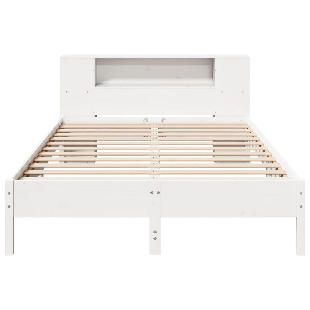 Lit en bois massif avec étagère sans matelas pin blanc 120x200 cm