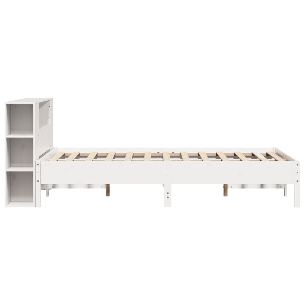 Lit en bois massif avec étagère sans matelas pin blanc 120x200 cm