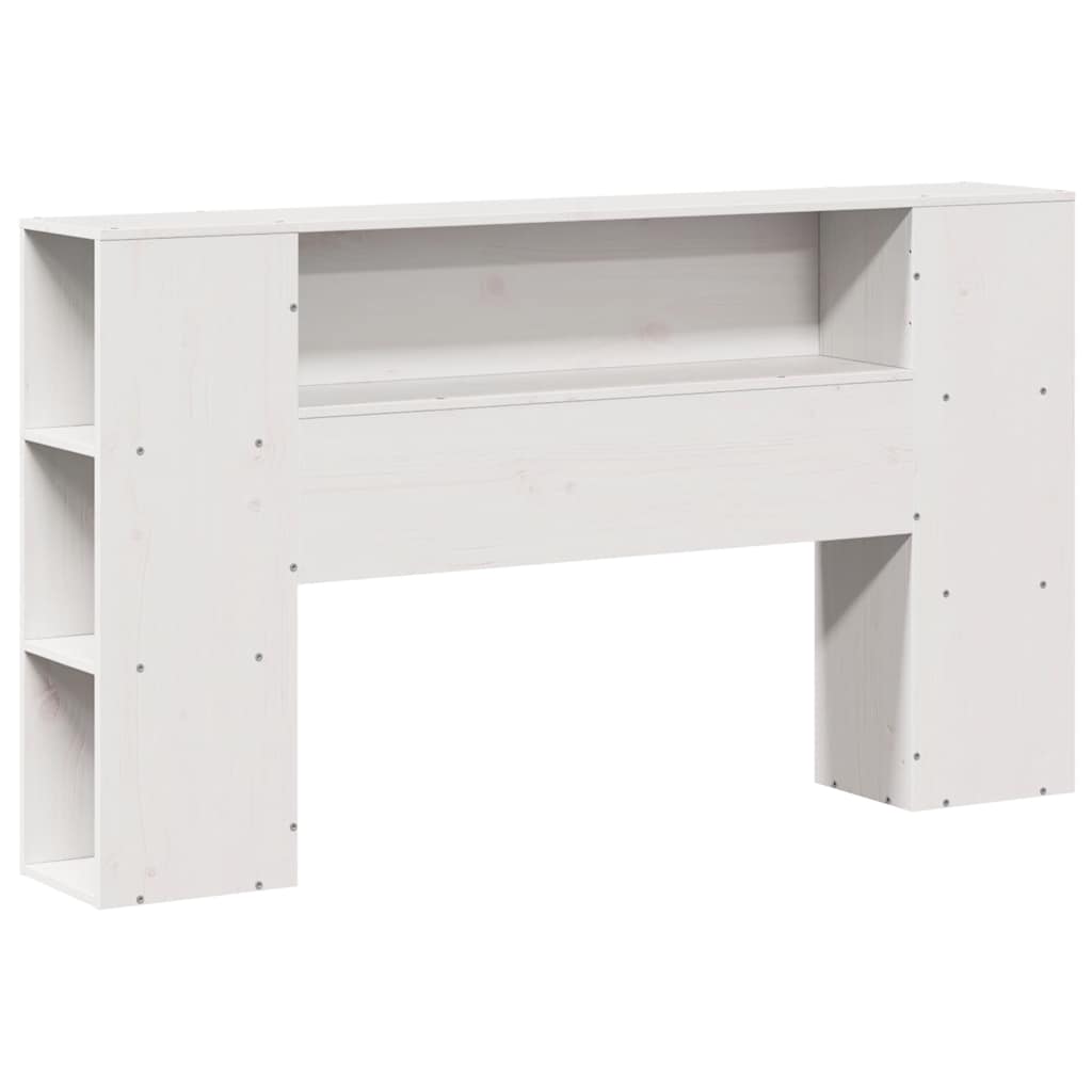 Lit en bois massif avec étagère sans matelas blanc 140x190 cm pin