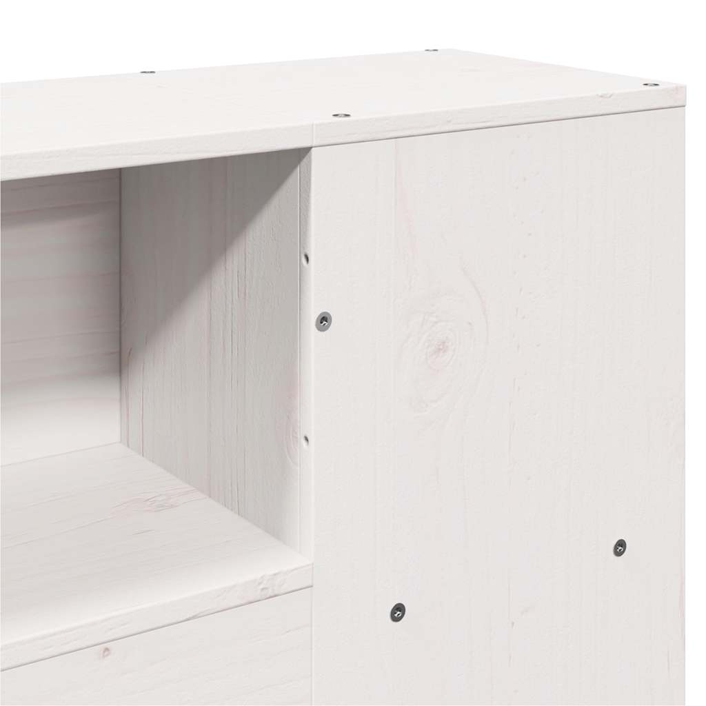 Lit en bois massif avec étagère sans matelas blanc 140x190 cm pin