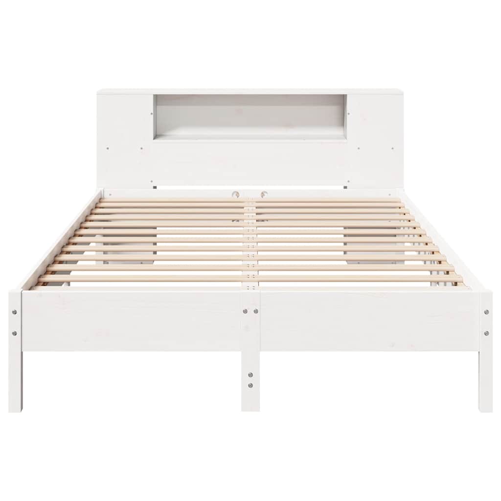 Lit en bois massif avec étagère sans matelas pin blanc 120x190 cm