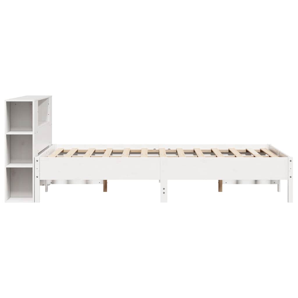 Lit en bois massif avec étagère sans matelas pin blanc 120x190 cm