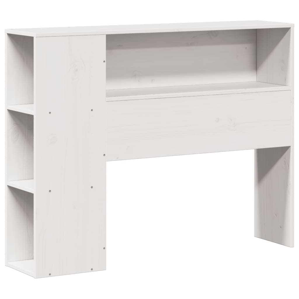 Lit en bois massif avec étagère sans matelas pin blanc 100x200 cm