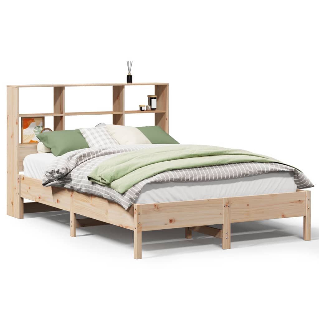 Lit en bois massif avec étagère sans matelas 140x200 cm pin