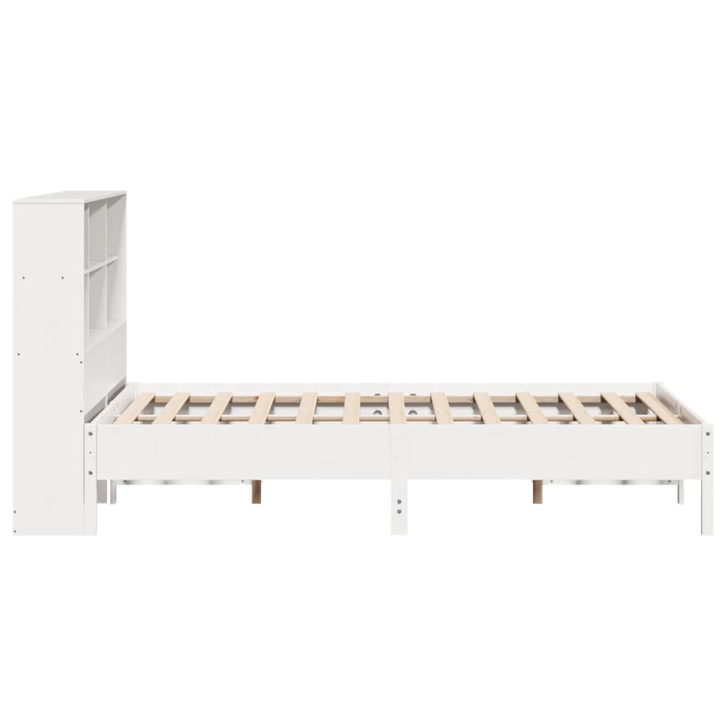 Lit en bois massif avec étagère sans matelas blanc 140x200 cm pin