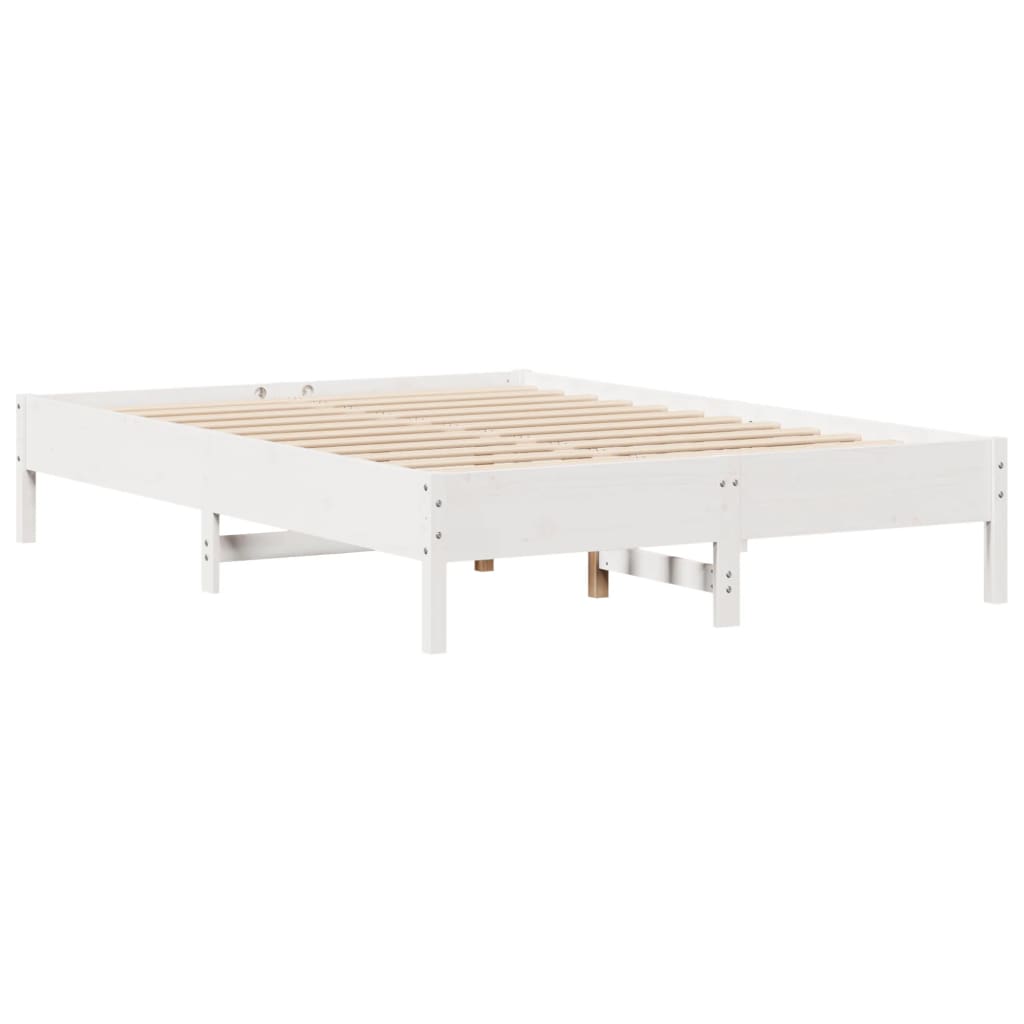 Lit en bois massif avec étagère sans matelas blanc 140x200 cm pin