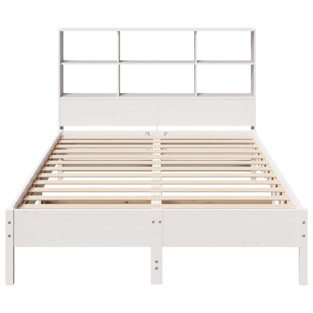 Lit en bois massif avec étagère sans matelas pin blanc 120x200 cm