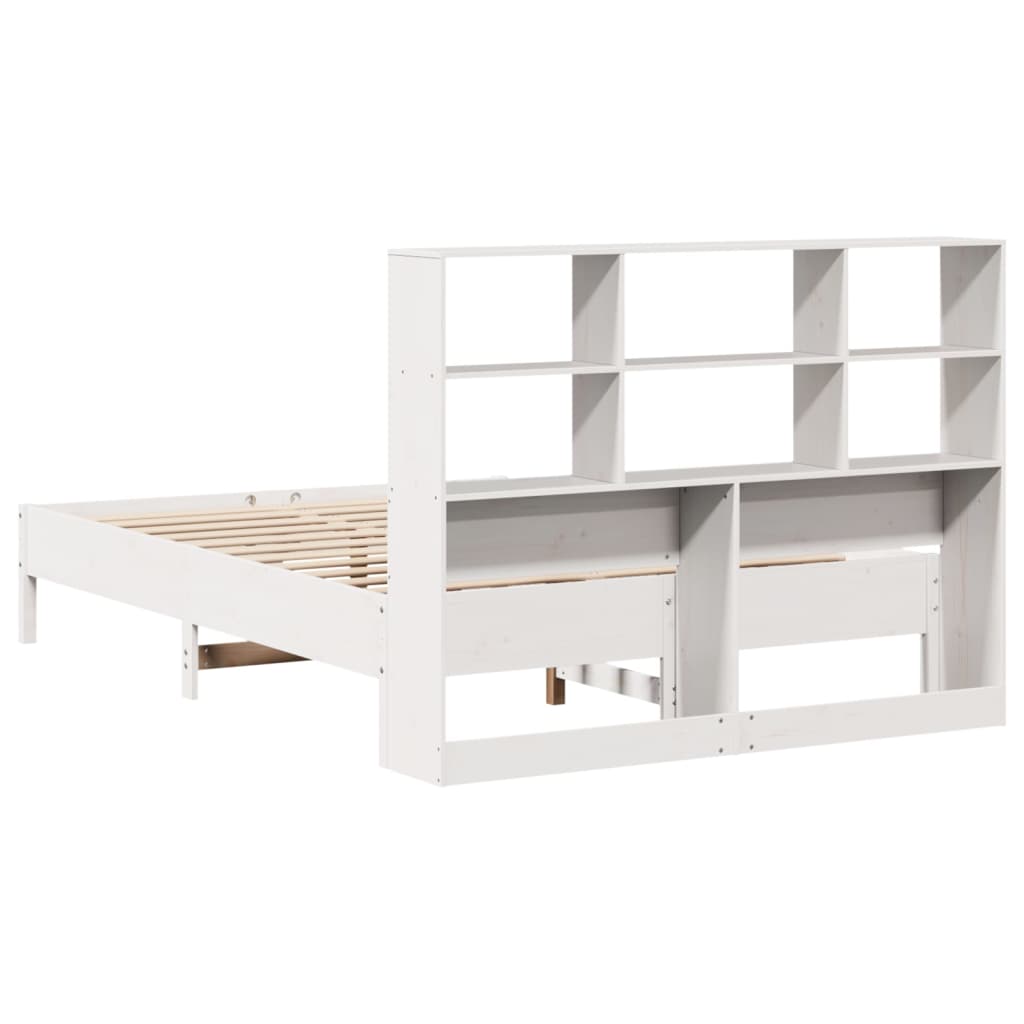 Lit en bois massif avec étagère sans matelas pin blanc 120x200 cm