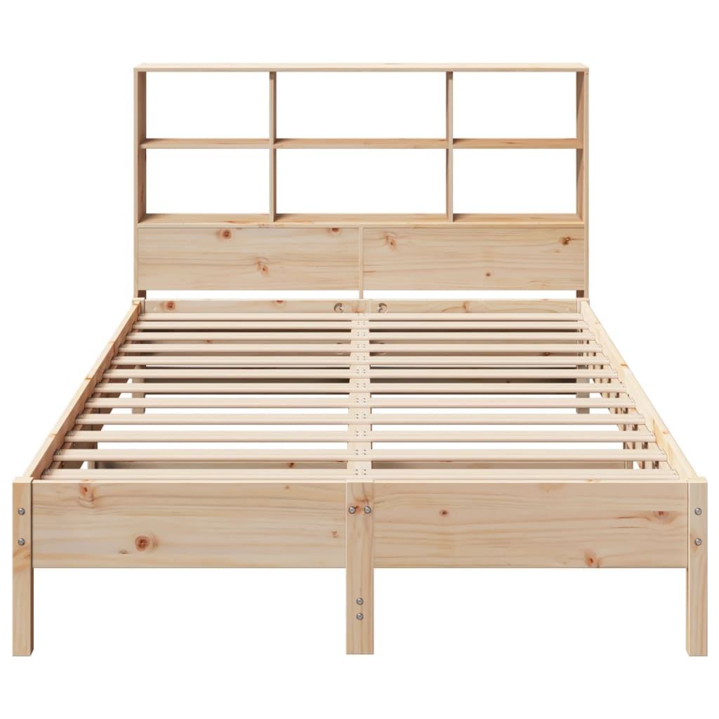 Lit en bois massif avec étagère sans matelas 140x190 cm pin