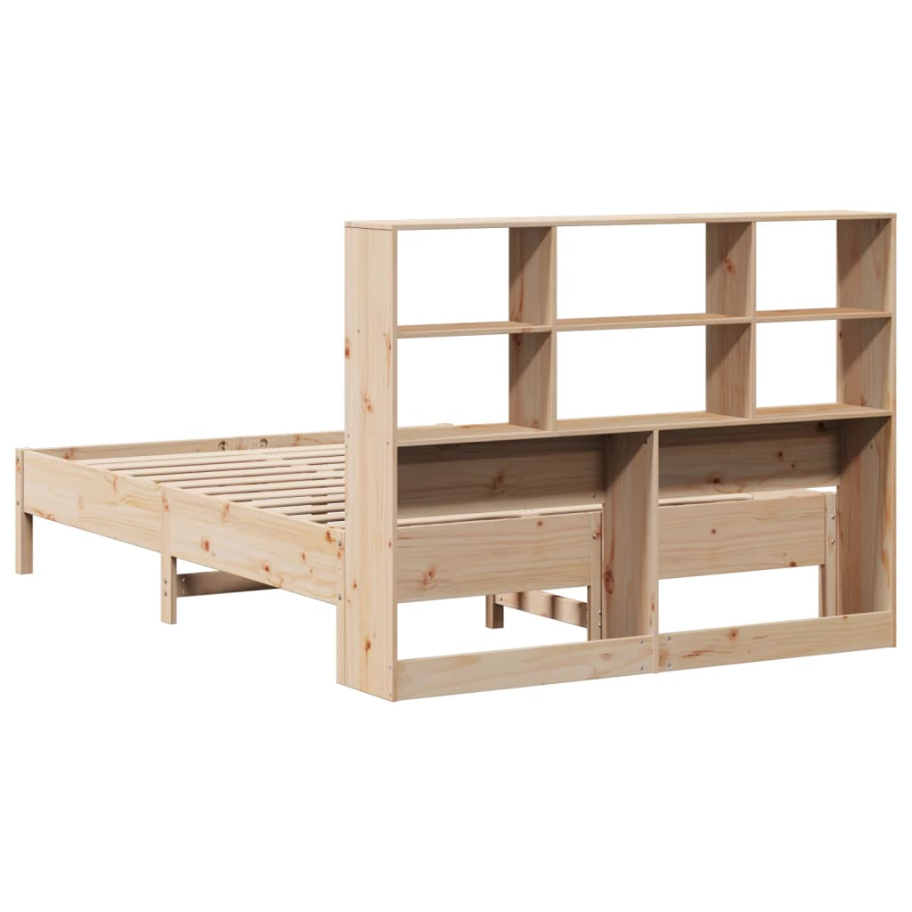 Lit en bois massif avec étagère sans matelas 140x190 cm pin