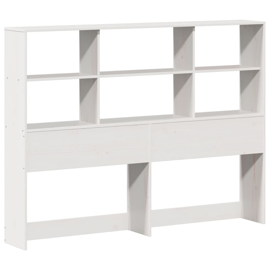 Lit en bois massif avec étagère sans matelas blanc 140x190 cm pin
