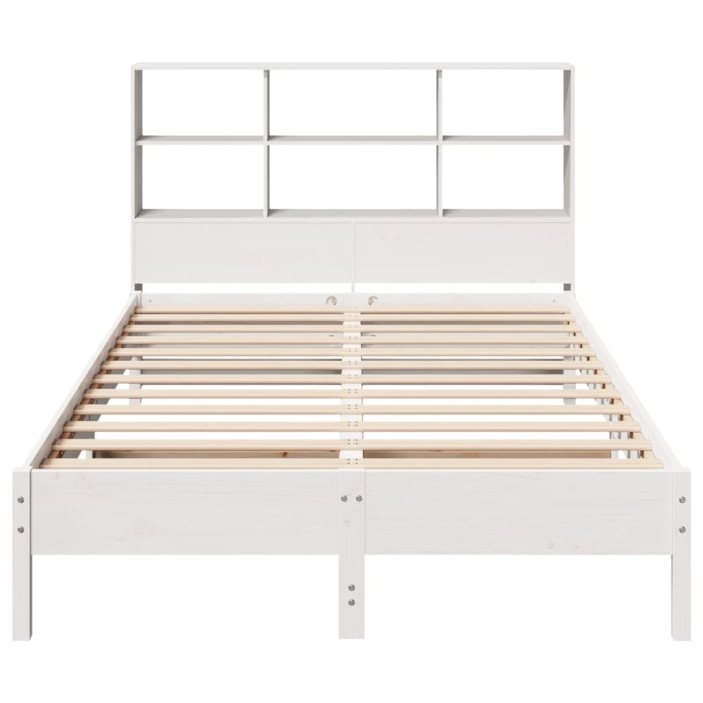 Lit en bois massif avec étagère sans matelas pin blanc 120x190 cm